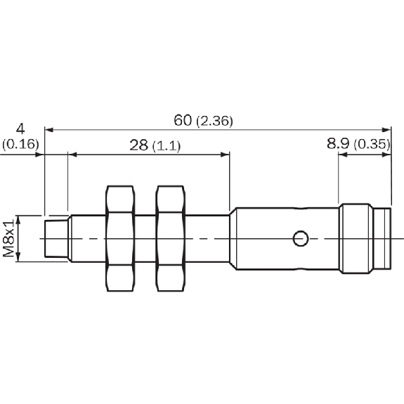 DPI M08 PNP NO P4mm non noyé IO-Link lg60(28)mm Inox V4A / M12 4P-Lire la description