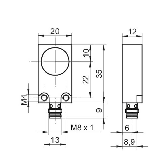 DPI Rect. ANA 1-9Vdc P2-3mm noyé 35x20x12mm 15-30Vdc / M08 3P-Lire la description