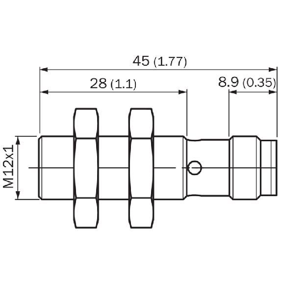DPI M12 PNP NO+NF P4mm noyé IO-Link 45(28)mm Inox V4A / M12 4P-Lire la description