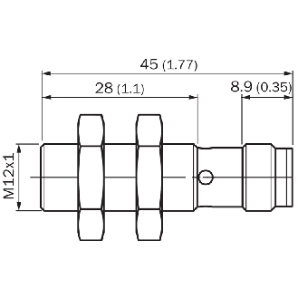DPI M12 PNP NO+NF P4mm noyé IO-Link 45(28)mm Inox V4A / M12 4P-Lire la description