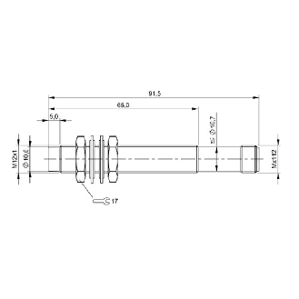 DPI M12 PNP NO P3,7mm non noyé 91,5(60)mm Laiton / M12 4P-Lire la description