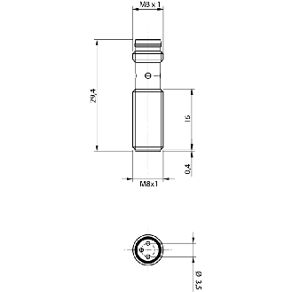 DPI M08 NPN NO P1,5mm noyé 29,4(16)mm Inox 10-30Vdc M08 3P-Lire la description