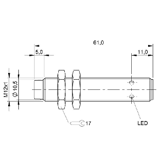 DPI M12 PNP NO P4mm non noyé lg61(56)mm Inox / M12 4P-Lire la description