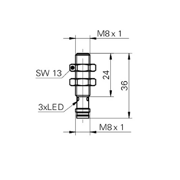 DPI M08 NPN NO P2mm noyé lg36(24)mm 10-30Vdc / M08 3P-Lire la description