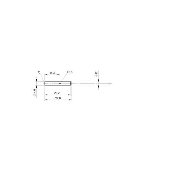 DPI D04 PNP NO P0,8mm noyé lg27mm Inox 10-30Vdc / Câble 5m PUR-Lire la description