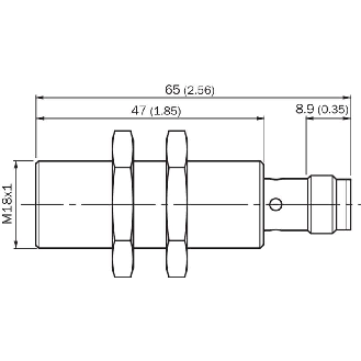 DPI M18 NPN NO P8mm quasi-noyé 65(47)mm Inox V4A / M12 4P-Lire la description