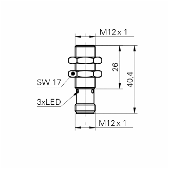DPI M12 NPN NF P4mm noyé lg40(26)mm Laiton 10-30Vdc / M12 4P-Lire la description