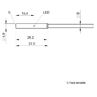 DPI D04 PNP NF P1,5mm noyé 27mm Inox 10-30Vdc / Câble 2m PUR-Lire la description