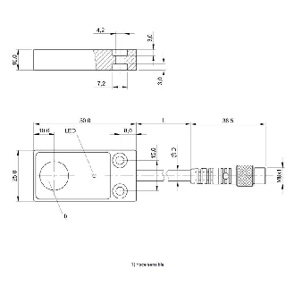 DPI Rect. PNP NO P5mm noyé 25x50x10mm Alu 10-30Vdc / M08 3P+C0.2m-Lire la description