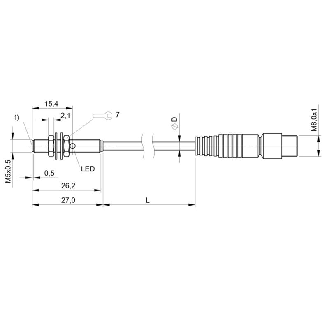 DPI M05 PNP NO P1,5mm noyé lg24mm Inox 10-30Vdc / M08 3P+C0.2m-Lire la description