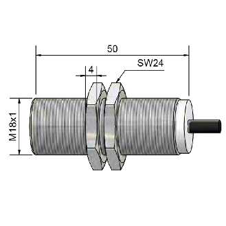 DPI M18 PNP NO P5mm noyé 50mm Laiton 10-30Vdc / Câble 2m PUR-Lire la description