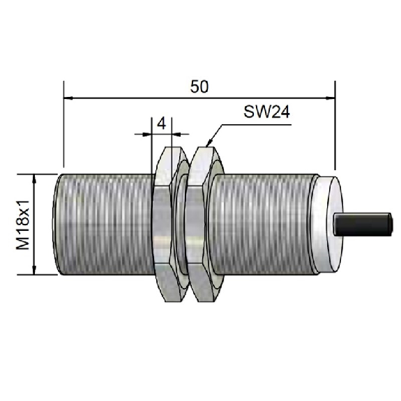 DPI M18 PNP NO P5mm noyé 50mm Laiton 10-30Vdc / Câble 2m PUR-Lire la description
