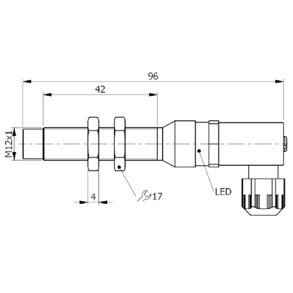 DPI M12 2 fils AC NF P4mm non noyé lg96(42)mm 20-250Vac / Conn. K-Lire la description