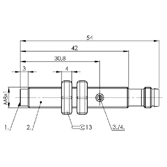 DPC M08 PNP NO P3mm non noyé lg54(39)mm Inox 11-30Vdc / M08 3P-Lire la description