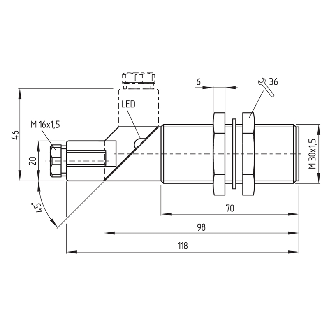 DPI M30 PNP NO/NF P15mm non noyé 118(70)mm Plast. 10-60Vdc / M16-Lire la description
