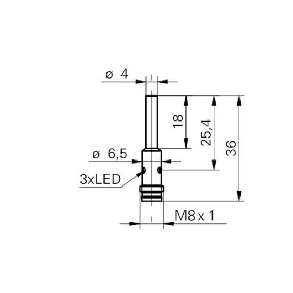DPI D04 PNP NO P1,6mm noyé lg36mm 10-30Vdc / M08 3P-Lire la description
