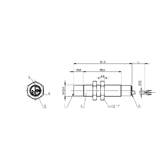 DPC M12 PNP NO P8mm non noyé lg61(39.5)mm PBT / Câble 2m PUR-Lire la description