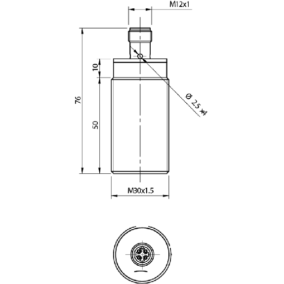 DPI M30 PNP NF P15mm noyé Laiton M12 4P-Lire la description