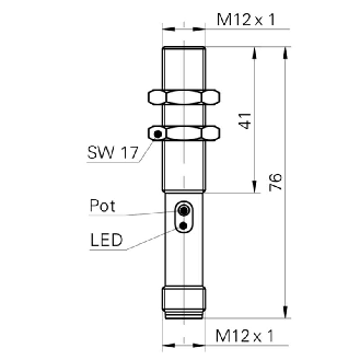 DPC M12 PNP NF P4mm noyé lg76(41)mm Laiton / M12 4P-Lire la description