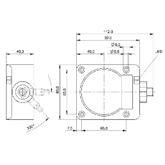 DPI Rect. PNP NO+NF P50mm noyé 80x40x120mm 10-36Vdc / M12 4P-Lire la description