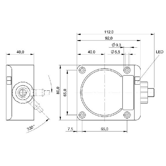 DPI Rect. PNP NO+NF P50mm noyé 80x40x120mm 10-36Vdc / M12 4P-Lire la description