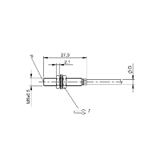 DPI HT M05 PNP NO P0,8mm noyé lg27mm Inox +120 °C / Câble 2m Silicone-Lire la description