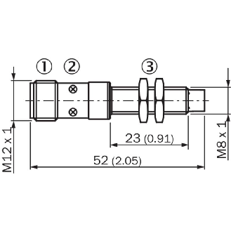 DPI M08 PNP NF P4mm non noyé lg52(23)mm Laiton 10-30Vdc / M12 4P-Lire la description