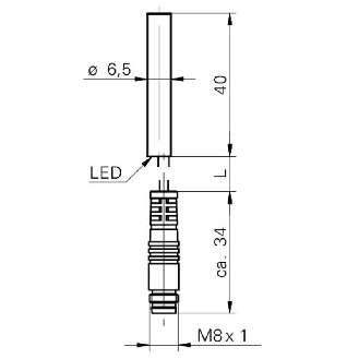 DPI D6,5 PNP NF P2mm noyé lg40mm 10-30Vdc / M08 3P+C0.2m-Lire la description