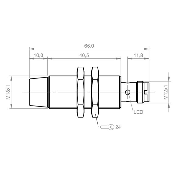DPI M18 PNP NO P16mm non noyé 66(40.5)mm Laiton 10-30Vdc / M12 3P DPI M18 PNP NO P16mm non noyé 66(40.5)mm Laiton 10-30Vdc / M12 3P-Lire la description