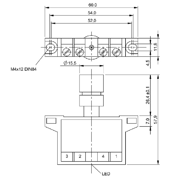 DPI Rect. PNP NO+NF P5mm noyé 15.5x60x57.9mm / Bornier-Lire la description