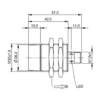 DPI M30 ANA 0-10V P3-15mm non noyé lg57(29.5)mm Laiton / M12 3P-Lire la description