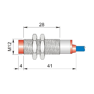DPI M12 2 fils NAMUR P4mm non noyé lg44(28)mm 5-30Vdc / Câble 3m PVC-Lire la description