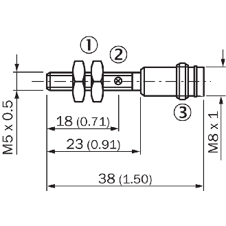 DPI M05 PNP NF P0,8mm noyé lg38(22)mm Inox V2A 10-30Vdc / M08 3P-Lire la description