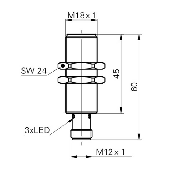 DPI M18 NPN NO P6mm quasi-noyé lg60mm tout Inox 10-30Vdc / M12 4P DPI M18 NPN NO P6mm quasi-noyé lg60mm tout Inox 10-30Vdc / M12 4P-Lire la description