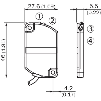 DPC Rect. PNP NO/NF P10mm non noyé 28x46x5.5mm / Câble 2m-Lire la description