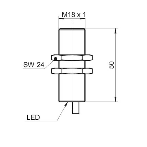 DPI M18 PNP NF P12mm noyé lg50mm Laiton 6-36Vdc / Câble 2m-Lire la description
