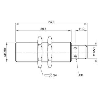 DPI M18 ANA 0-20mA P1-5mm noyé lg65(40.5)mm Laiton 10-30Vdc / M12 4P-Lire la description