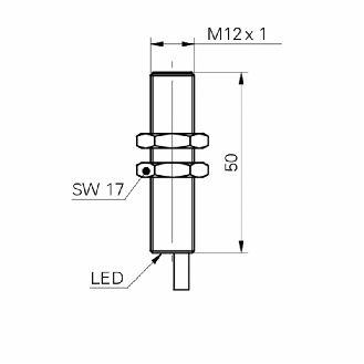 DPI M12 NPN NO P4mm noyé lg50mm Laiton 10-30Vdc / Câble 2m PVC-Lire la description