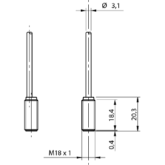 DPI M08 NPN NF P2mm noyé 18,4mm Inox 10-30Vdc Câble 2m PVC-Lire la description