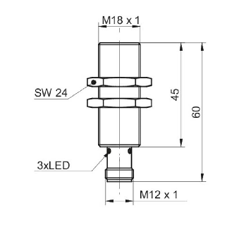 DPI M18 ANA 0-10Vdc P2,75-3mm noyé lg60(45)mm 12-30Vdc / M12 4P-Lire la description
