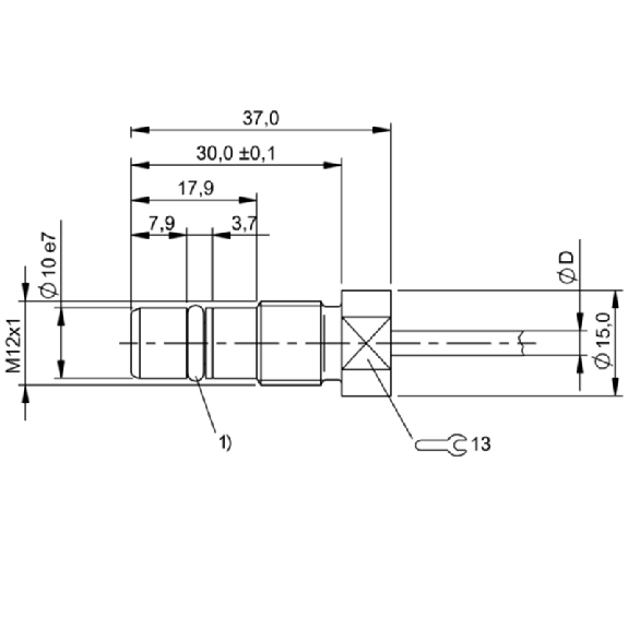 DPI HP M12 PNP NO P1,5mm noyé lg37mm Inox 350bar / Câble 5m PUR-Lire la description