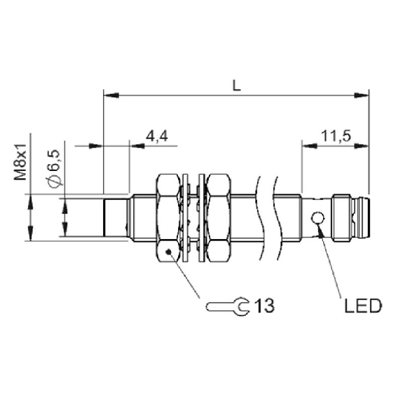 DPI M08 NPN NO P6mm non noyé lg60(44.1)mm Inox 10-30Vdc / M08 3P-Lire la description