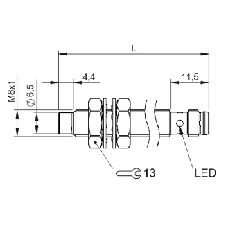 DPI M08 NPN NO P6mm non noyé lg60(44.1)mm Inox 10-30Vdc / M08 3P-Lire la description