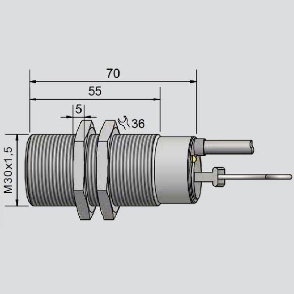 DPC M30 2 fils AC/DC NO+NF P10mm noyé 70(55)mm / Câble 2m PVC-Lire la description