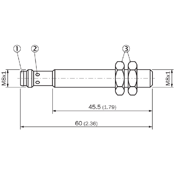 DPI M08 PNP NO P3mm noyé lg60(45.5)mm IO-Link / M08 3P-Lire la description