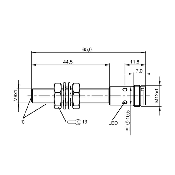 DPI HP M08 PNP NO P2mm noyé lg65(45)mm Tout-Inox 80bar / M12 4P-Lire la description