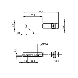 DPI Rect. PNP NO P0,8mm noyé 5x5x25mm Alu / M08 3P-Lire la description