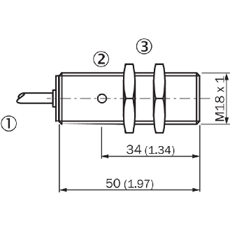 DPI M18 PNP NO P12mm quasi-noyé lg50mm Laiton / Câble 2m PVC-Lire la description