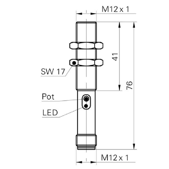 DPC M12 PNP NO P4mm noyé lg76(41)mm Laiton / M12 4P DPC M12 PNP NO P4mm noyé lg76(41)mm Laiton / M12 4P-Lire la description