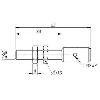 DPI M08 PNP NF P1,5mm noyé 63(39)mm Inox 6-30Vdc / M12 4P-Lire la description